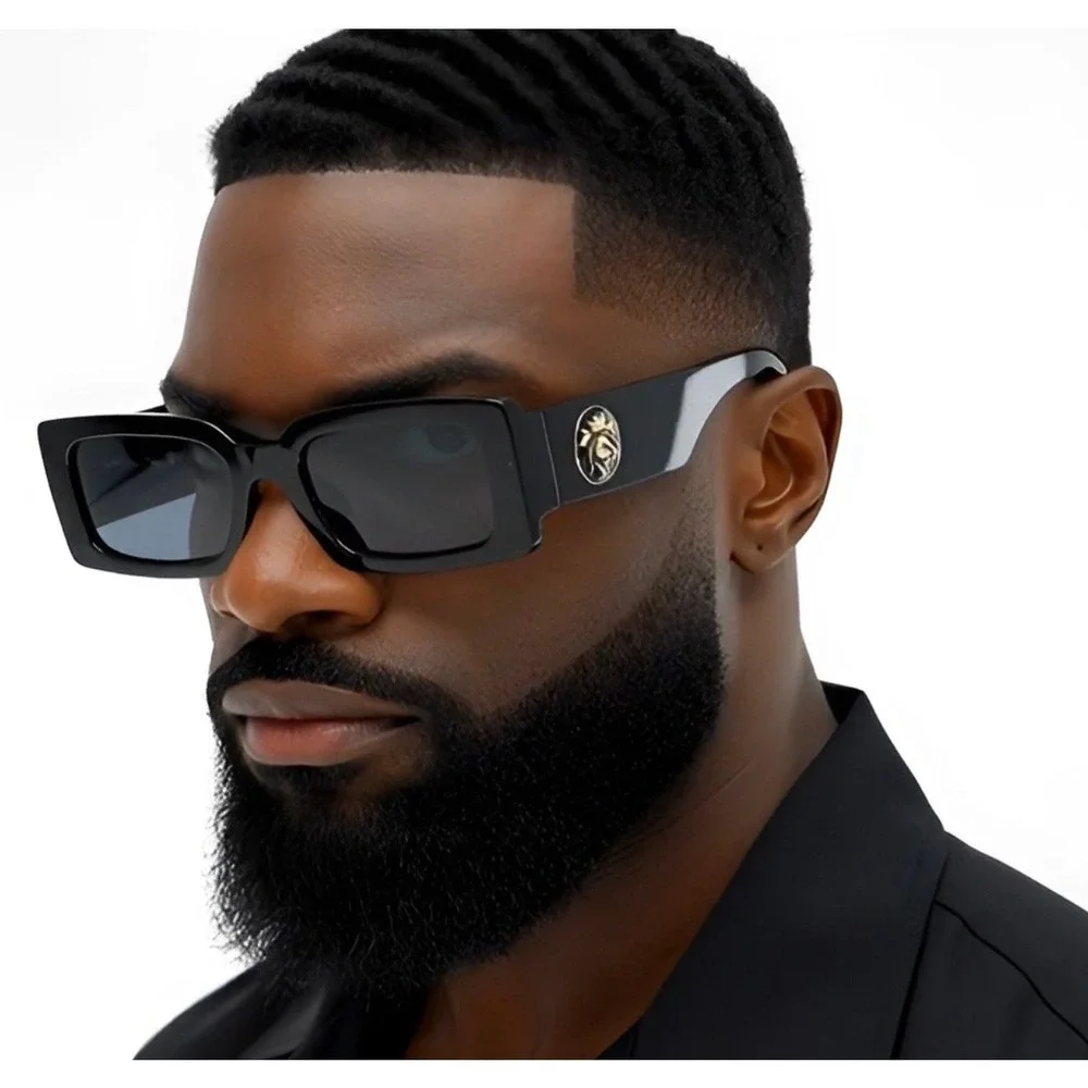 Men Sunglasses Square Dark Black Lens Cholo Style Hip Hop Street Gangster Lentes